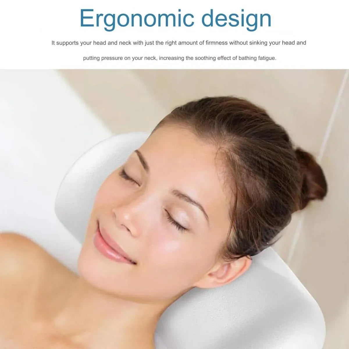 Bathtub Pillow Bath Back Cushion NonSlip Suction Cups WaterResistant Comfortable