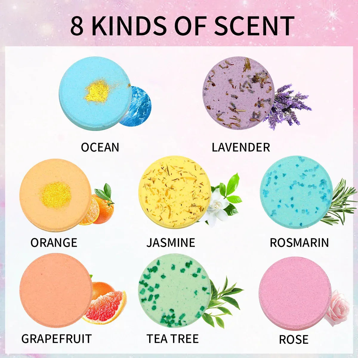 Aromatherapy Shower Tablets 8 Pack Gift Box Relaxing Scented Shower Steamers