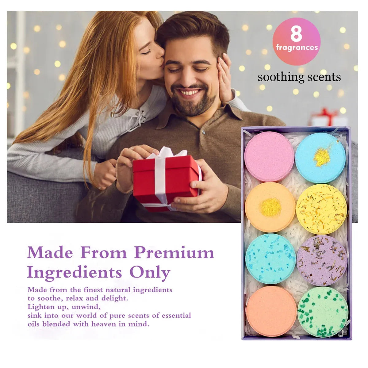 Aromatherapy Shower Tablets 8 Pack Gift Box Relaxing Scented Shower Steamers