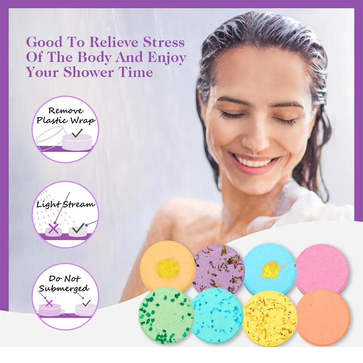 Aromatherapy Shower Tablets 8 Pack Gift Box Relaxing Scented Shower Steamers