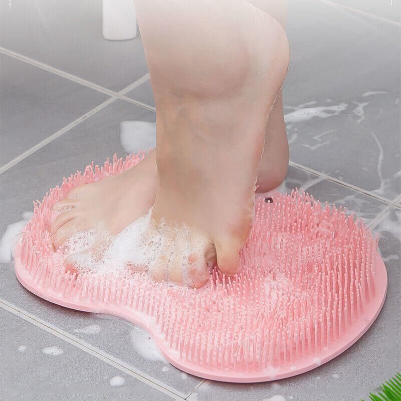 Foot Back Body Scrubber Massager Pad Shower Bath Exfoliating Brush Cleaning Mat - Orange