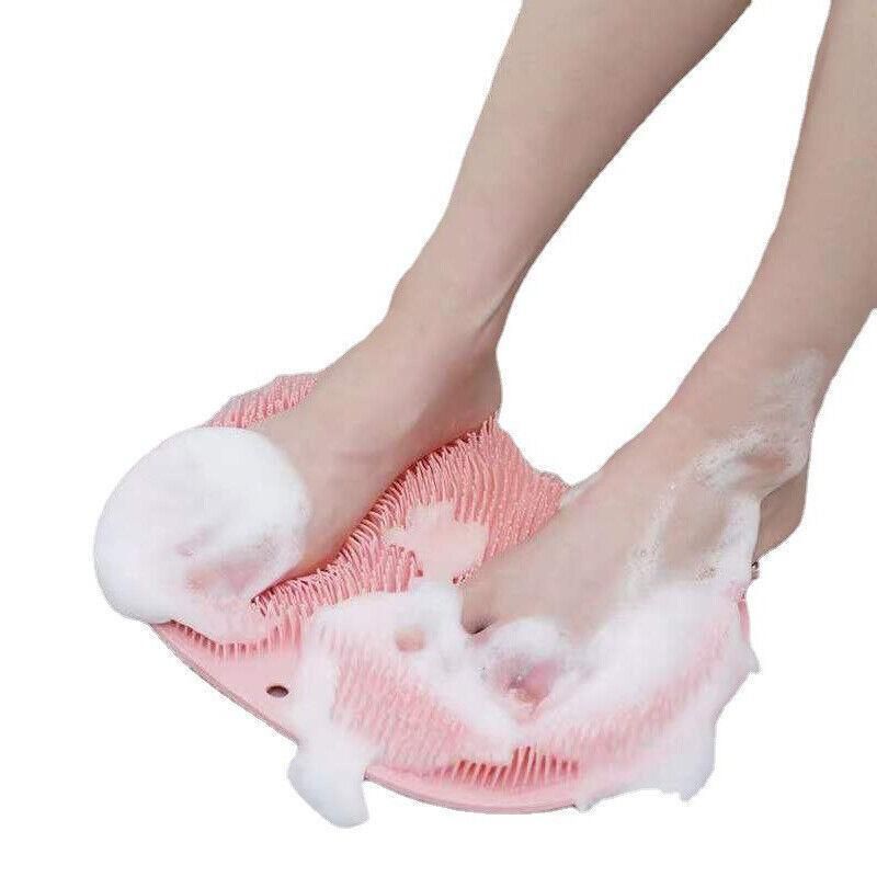 Foot Back Body Scrubber Massager Pad Shower Bath Exfoliating Brush Cleaning Mat - Orange