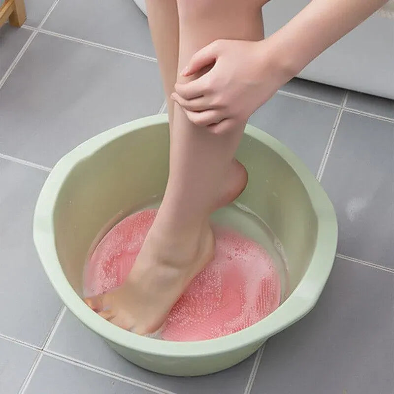 Foot Back Body Scrubber Massager Pad Shower Bath Exfoliating Brush Cleaning Mat - Pink