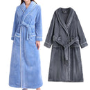 Flannel Bathrobe Set Autumn Winter Coral Fleece Nightgown for Men and Women Warm - Grey
