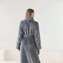 Flannel Bathrobe Set Autumn Winter Coral Fleece Nightgown for Men and Women Warm - Grey