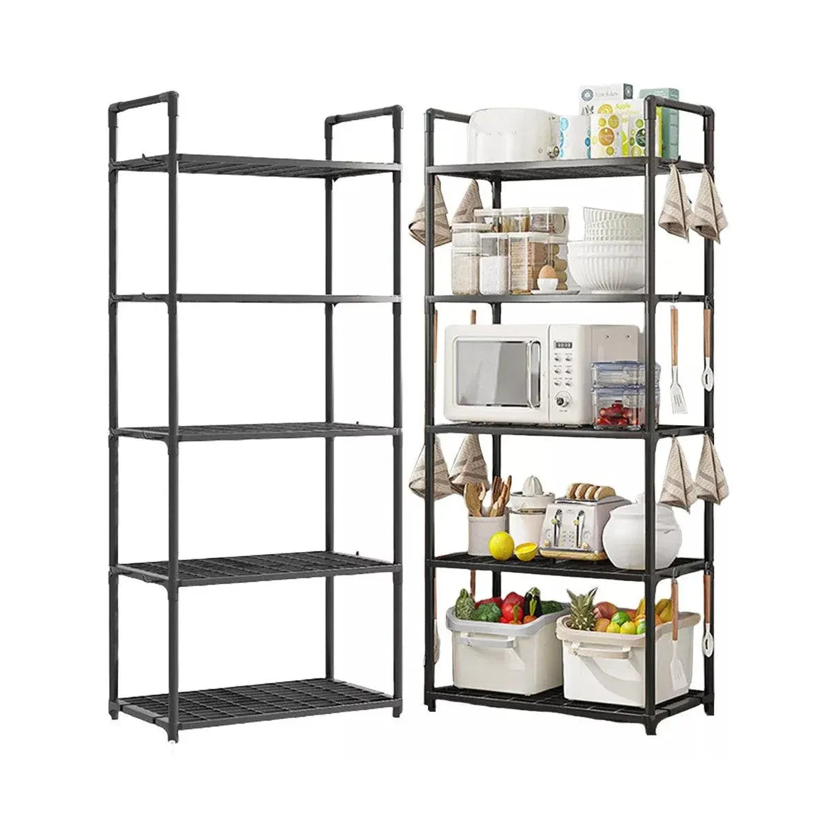 5Tiers Pot Storage Rack Pan Stand Saucepan Holder Cookware Organizer for Kitchen - White