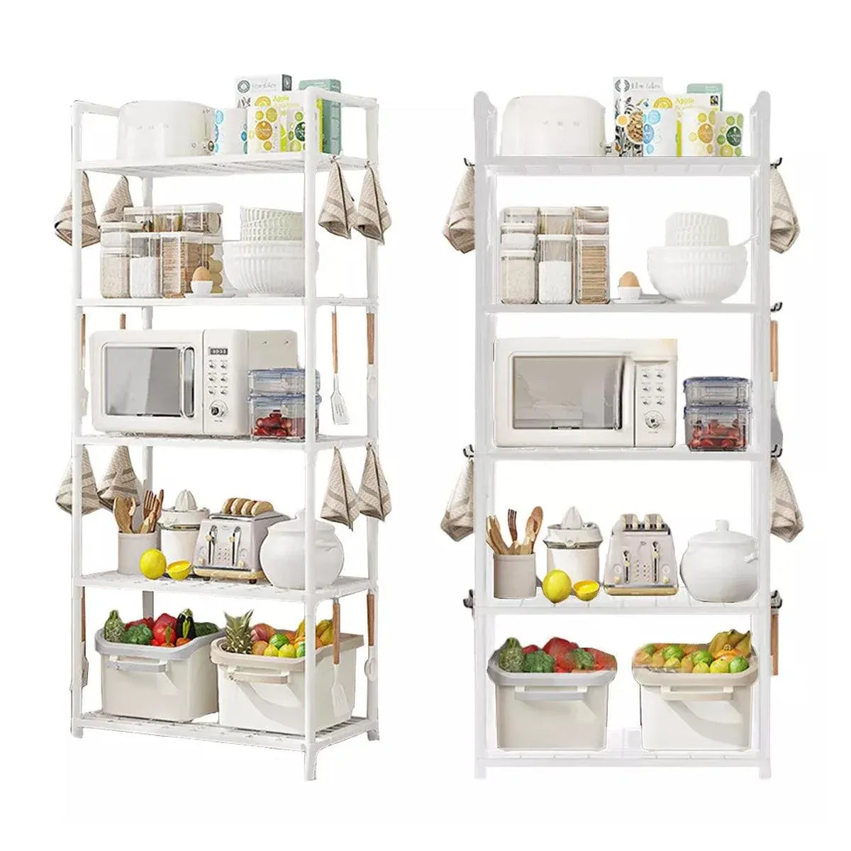 5Tiers Pot Storage Rack Pan Stand Saucepan Holder Cookware Organizer for Kitchen - White