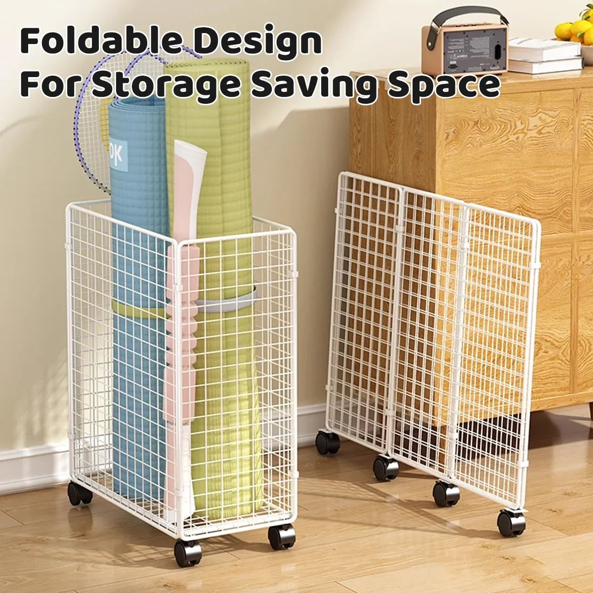 Moveable Crevice Storage Basket with Wheels Space Saving Waterproof Durable