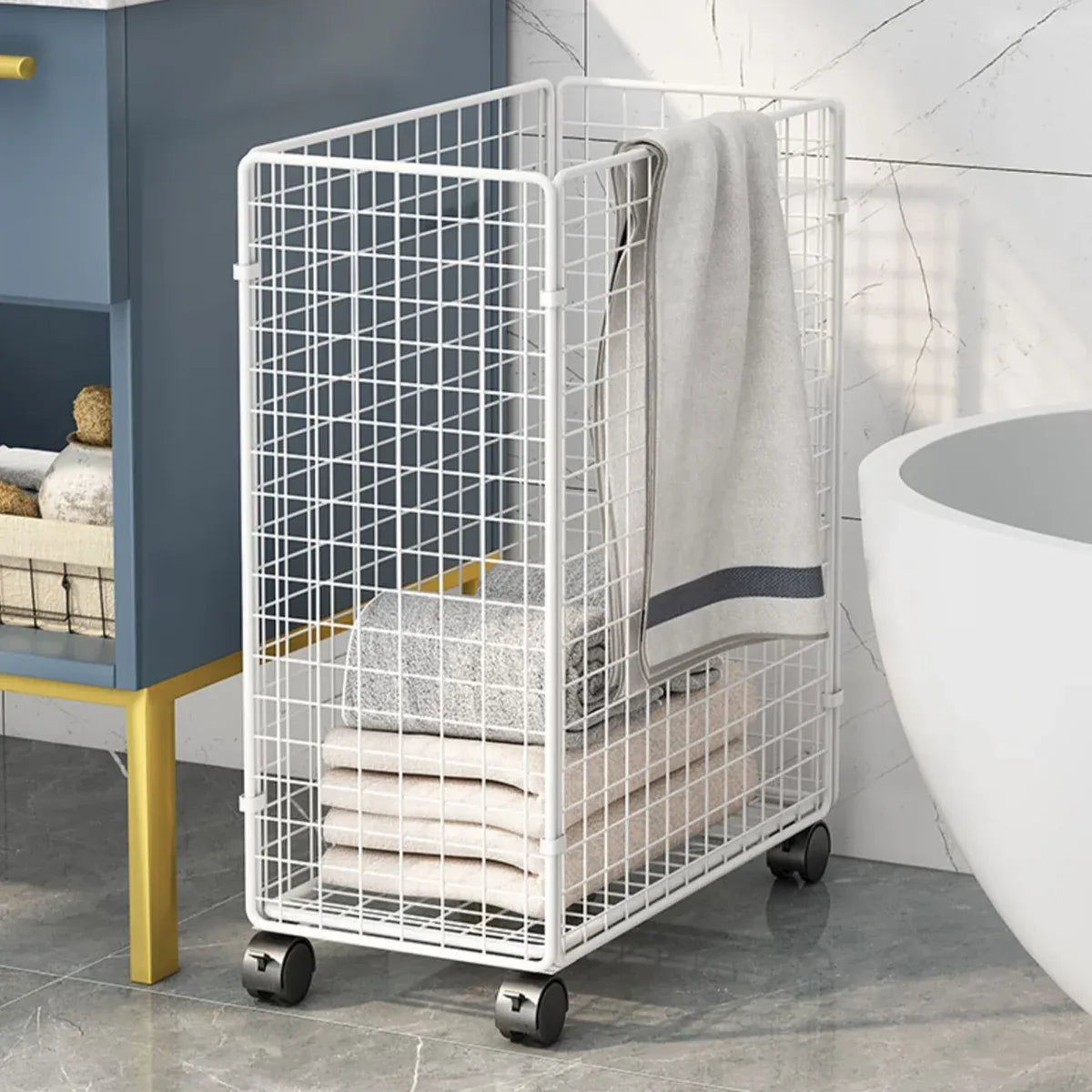 Moveable Crevice Storage Basket with Wheels Space Saving Waterproof Durable