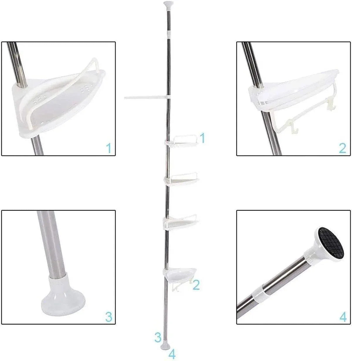 Retractable Tripod Bathroom Storage Shelf Perforation Free Floor Organizer Shelf