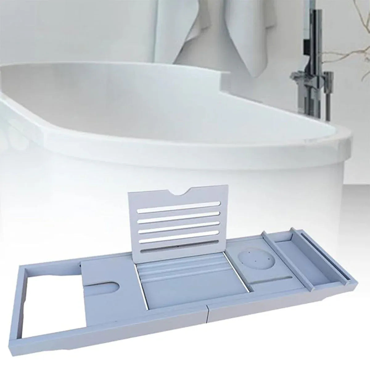 Retractable Bathtub Shelf Multifunctional Bath Rack With Phone Tablet Holder
