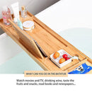 Bathroom Bamboo Bath Caddy Wine Glass Holder Table Tray Bathtub Rack Soap Shelf