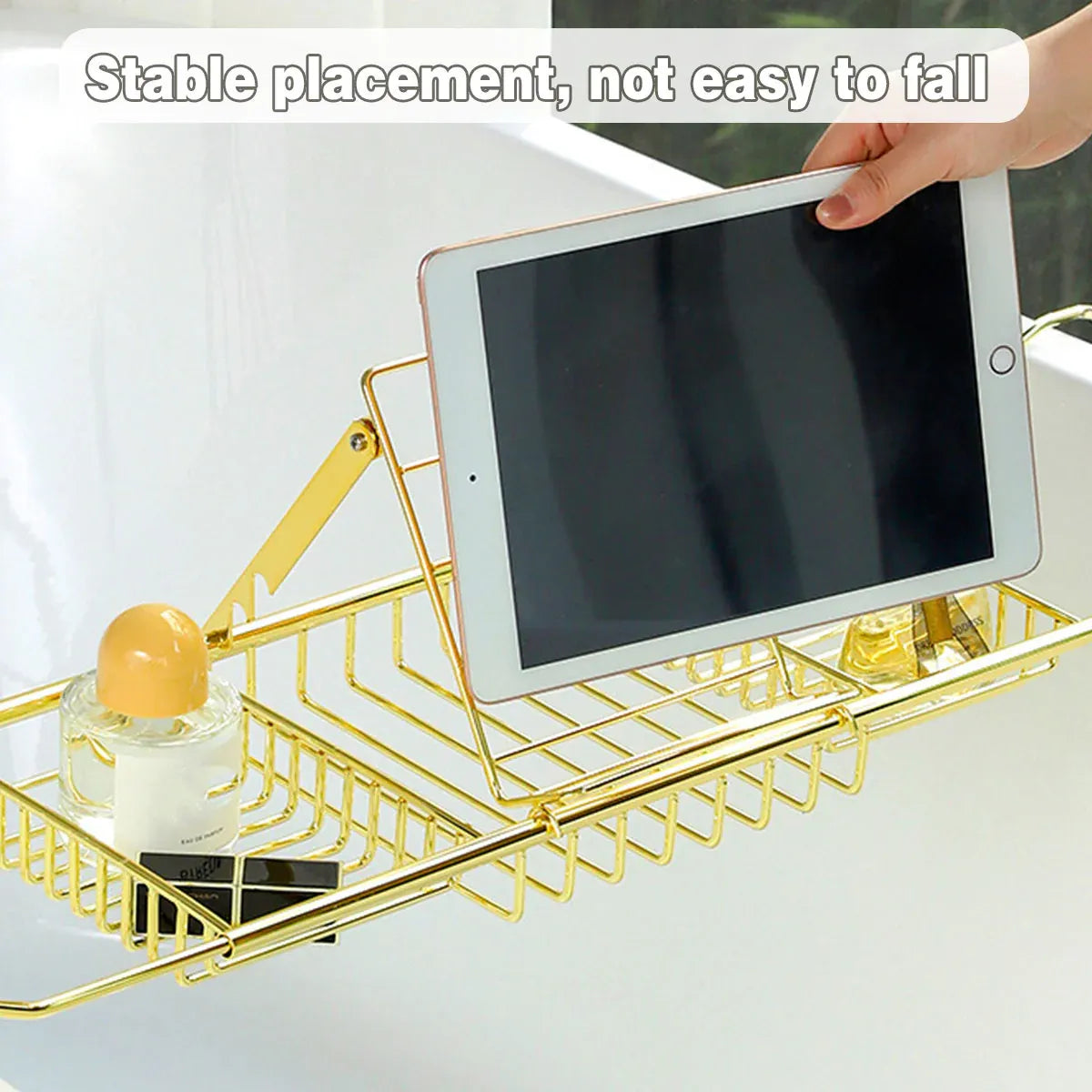 Bathtub Rack Bathroom Storage Shelf Telescopic Adjustable Organiser Tray Home - Silver