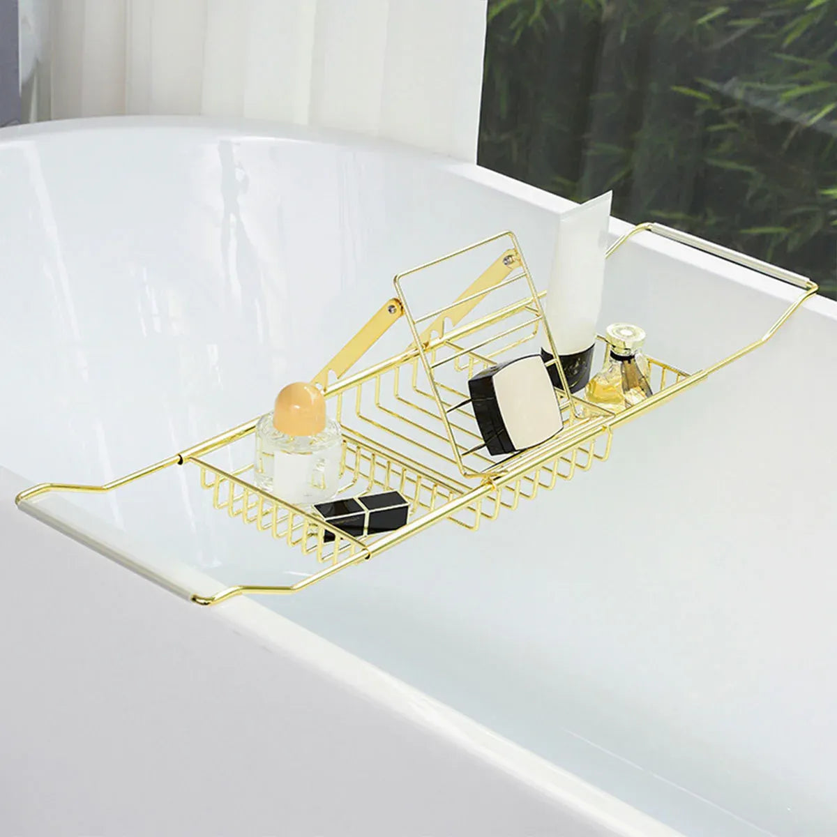 Bathtub Rack Bathroom Storage Shelf Telescopic Adjustable Organiser Tray Home - Silver