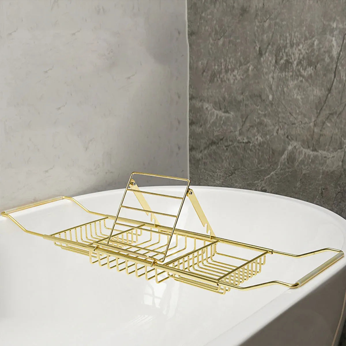 Bathtub Rack Bathroom Storage Shelf Telescopic Adjustable Organiser Tray Home - Silver
