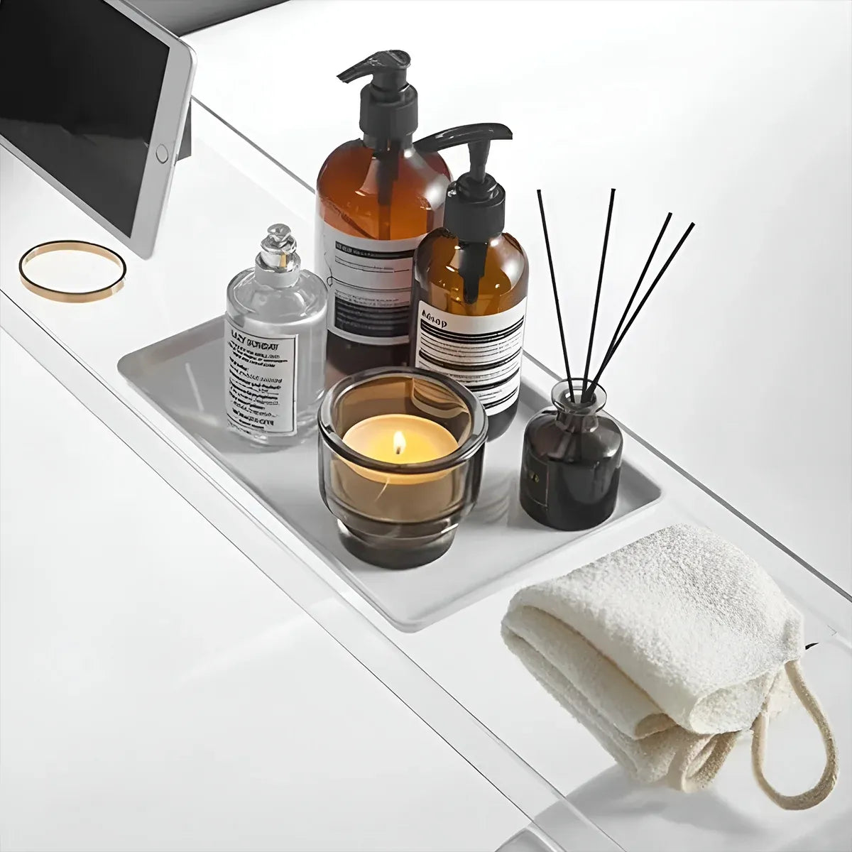 Acrylic Bathtub Caddy Tray Transparent Durable Bath Table