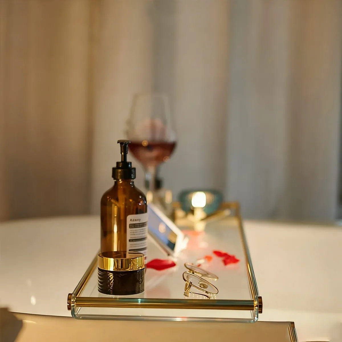 Acrylic Bathtub Caddy Tray Transparent Durable Bath Table