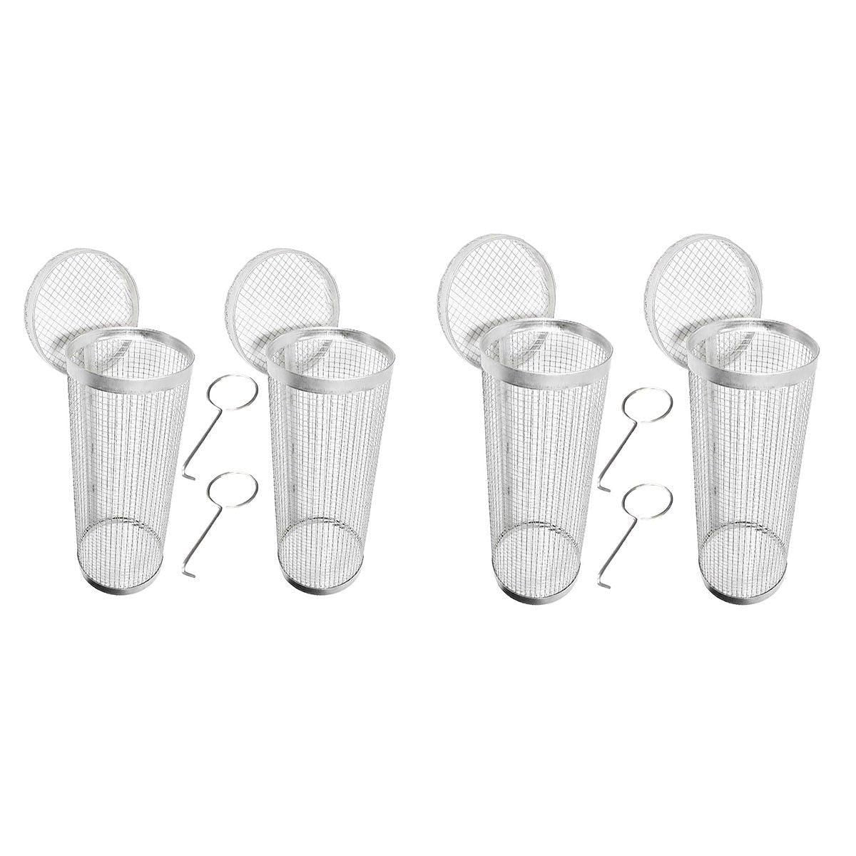 2pcs BBQ Basket Round Grill Cage Portable Rotating Net for Outdoor Cooking - Small
