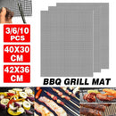3/6/10PCS Non-Stick BBQ Grill Mat Mesh Liner Cooking Barbecue Sheet Baking Pad - 42X36cm-3PCS
