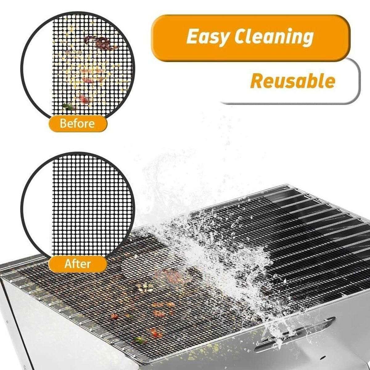 3/6/10PCS Non-Stick BBQ Grill Mat Mesh Liner Cooking Barbecue Sheet Baking Pad - 42X36cm-3PCS