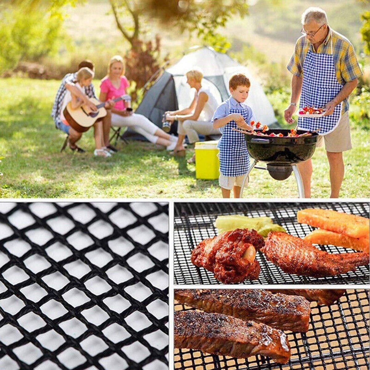 3/6/10PCS Non-Stick BBQ Grill Mat Mesh Liner Cooking Barbecue Sheet Baking Pad - 42X36cm-3PCS