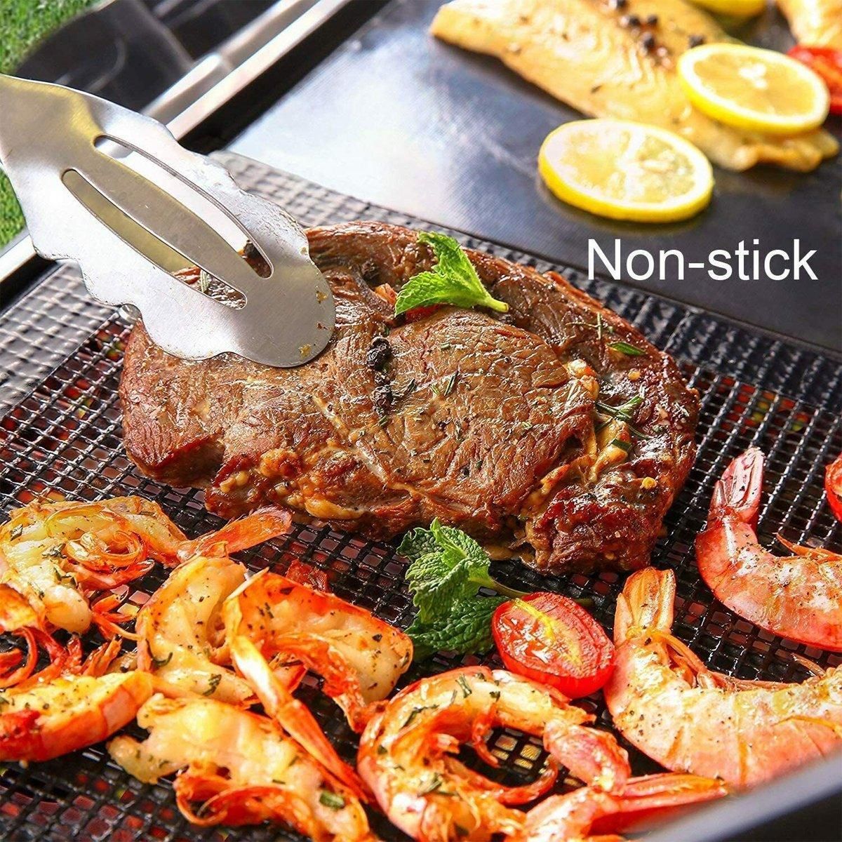 3/6/10PCS Non-Stick BBQ Grill Mat Mesh Liner Cooking Barbecue Sheet Baking Pad - 42X36cm-3PCS