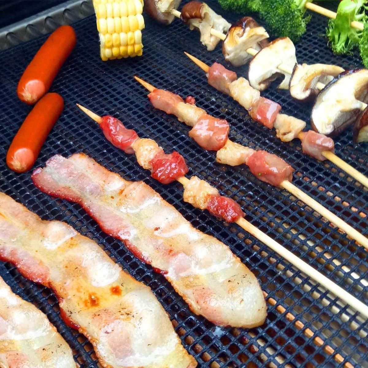 3/6/10PCS Non-Stick BBQ Grill Mat Mesh Liner Cooking Barbecue Sheet Baking Pad - 40X30cm-6PCS