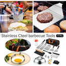17 Piece BBQ Grill Tools Set Outdoor Barbecue Spatula Shovel Stainless Steel Kit