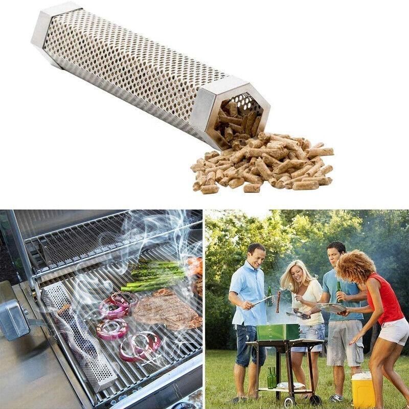 Hexagon Bbq Smoker Tube Stainless Steel Grill Accessory Smoking Box Long Lasting - 12Inch