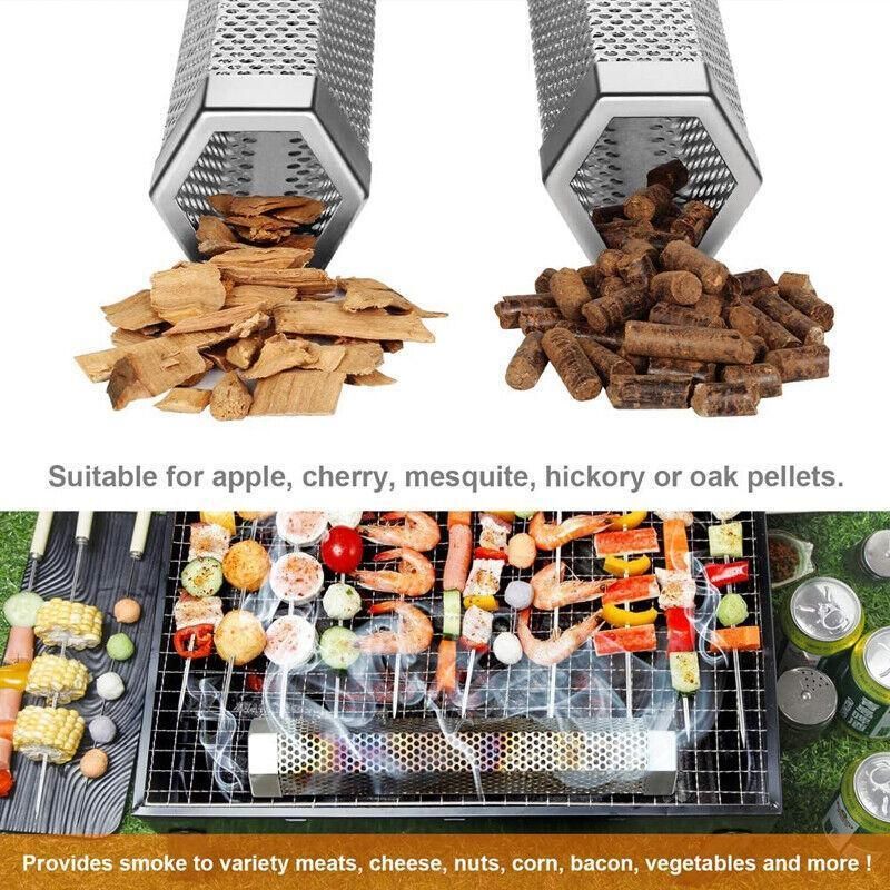 Hexagon Bbq Smoker Tube Stainless Steel Grill Accessory Smoking Box Long Lasting - 6Inch