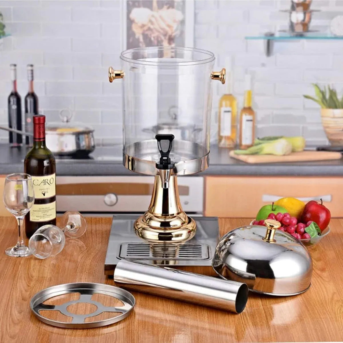 8L Stainless Steel Juice Dispenser Cold Beverage Coffee Milk Tea Machine - Silver