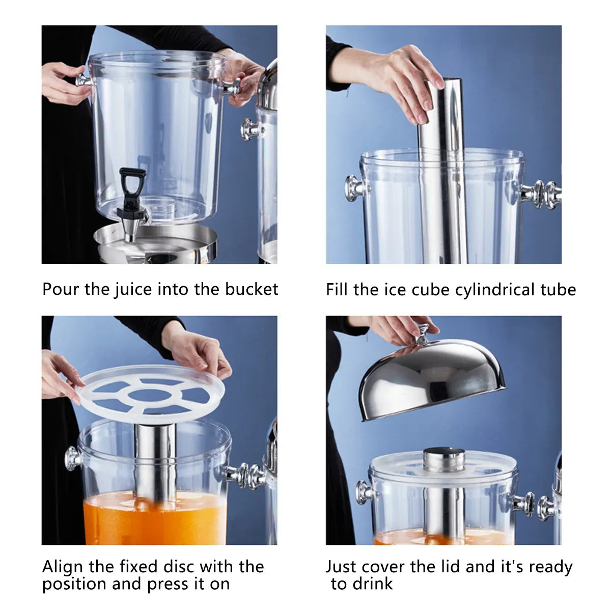 8L Stainless Steel Juice Dispenser Cold Beverage Coffee Milk Tea Machine - Silver
