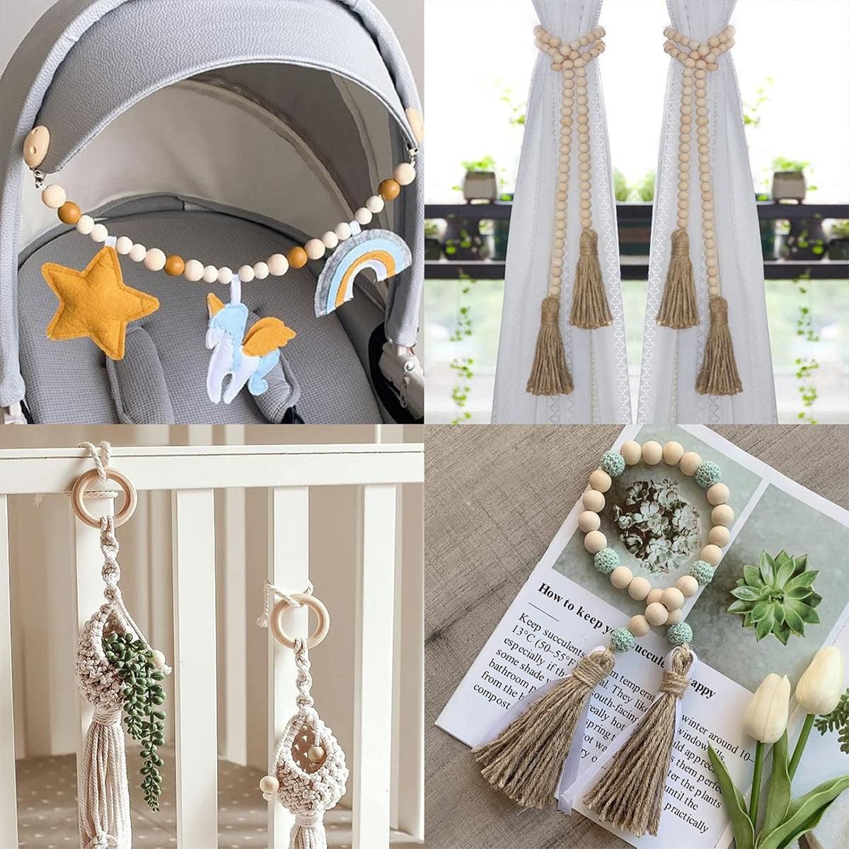 414pcs DIY Beading Kit Round Wooden Beads Set Craft Jewelry Supplies Home Decor