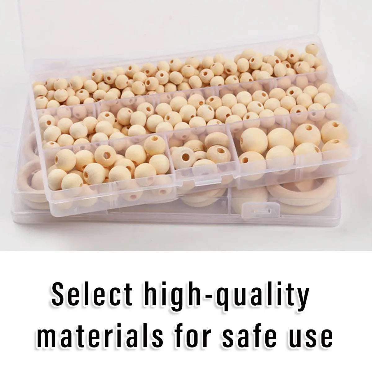 414pcs DIY Beading Kit Round Wooden Beads Set Craft Jewelry Supplies Home Decor