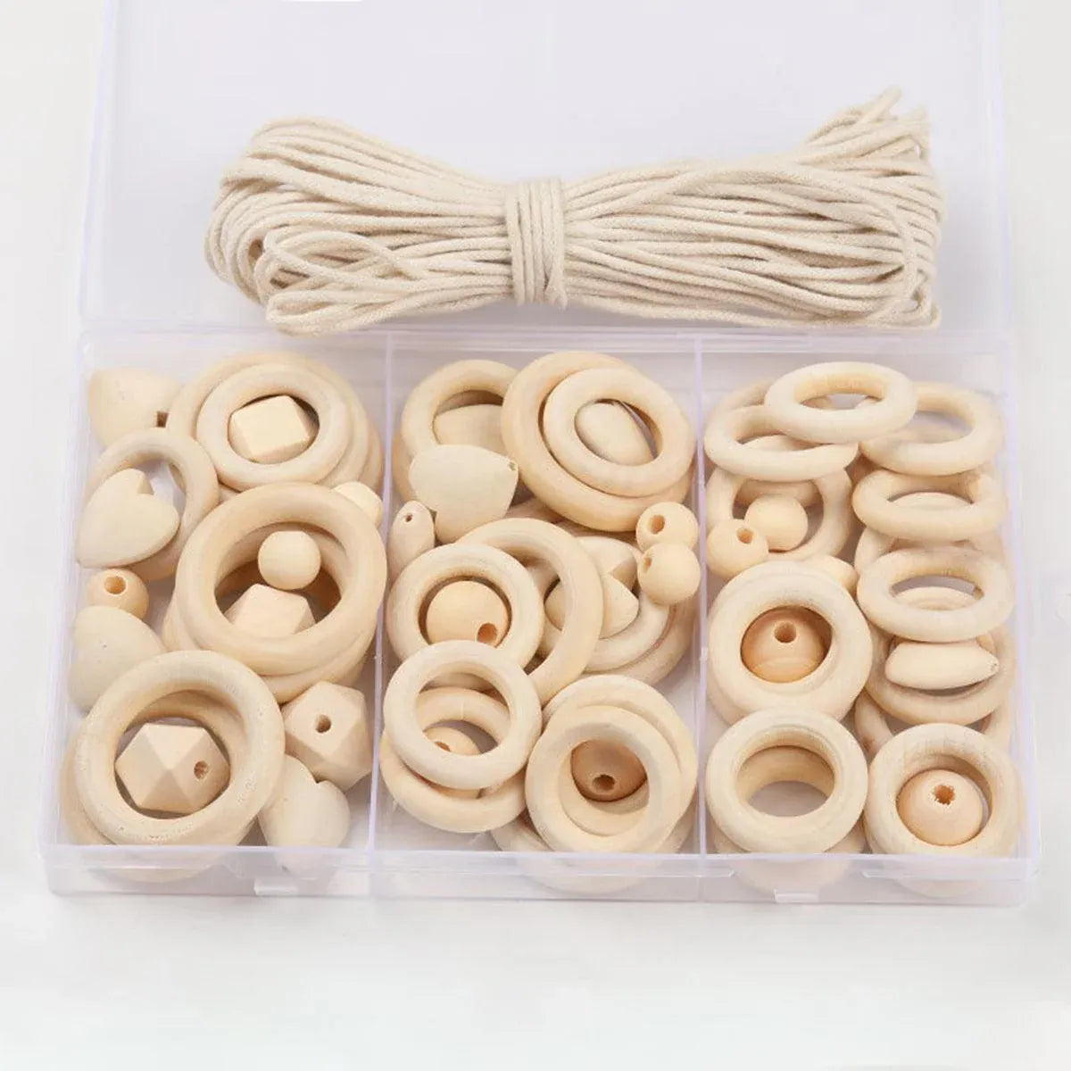 414pcs DIY Beading Kit Round Wooden Beads Set Craft Jewelry Supplies Home Decor