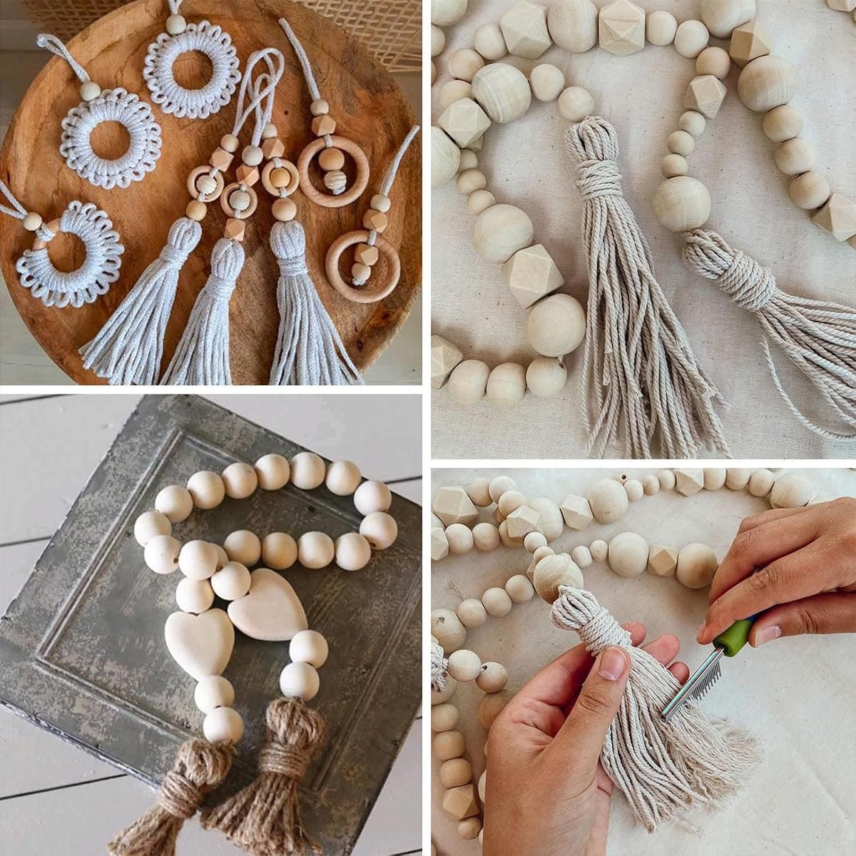 414pcs DIY Beading Kit Round Wooden Beads Set Craft Jewelry Supplies Home Decor