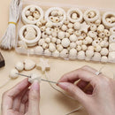 414pcs DIY Beading Kit Round Wooden Beads Set Craft Jewelry Supplies Home Decor