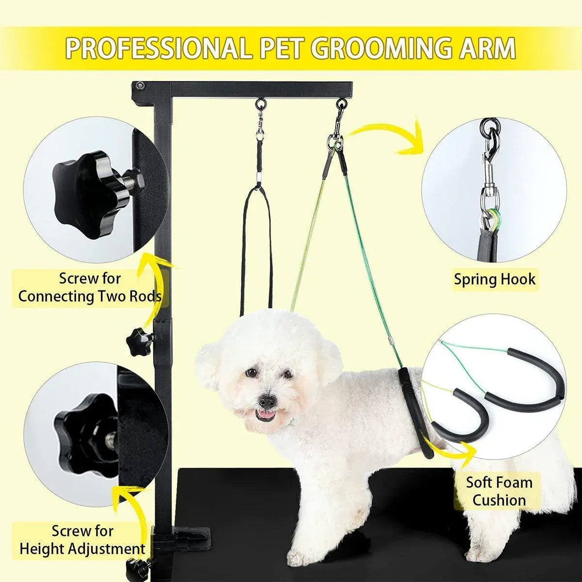 Adjustable Pet Grooming Arm with Clamp for Dog Cat Bath Table Bracket Clamp
