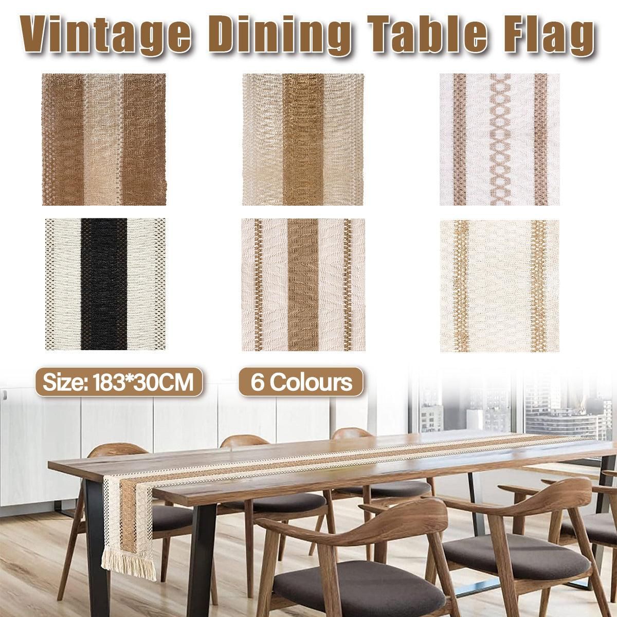 Cotton Linen Table Runner with Knot Tassel Bed End Towel Long Tablecloth Mat - Beige