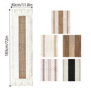Cotton Linen Table Runner with Knot Tassel Bed End Towel Long Tablecloth Mat - Beige