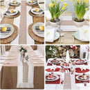 Cotton Linen Table Runner with Knot Tassel Bed End Towel Long Tablecloth Mat - Beige
