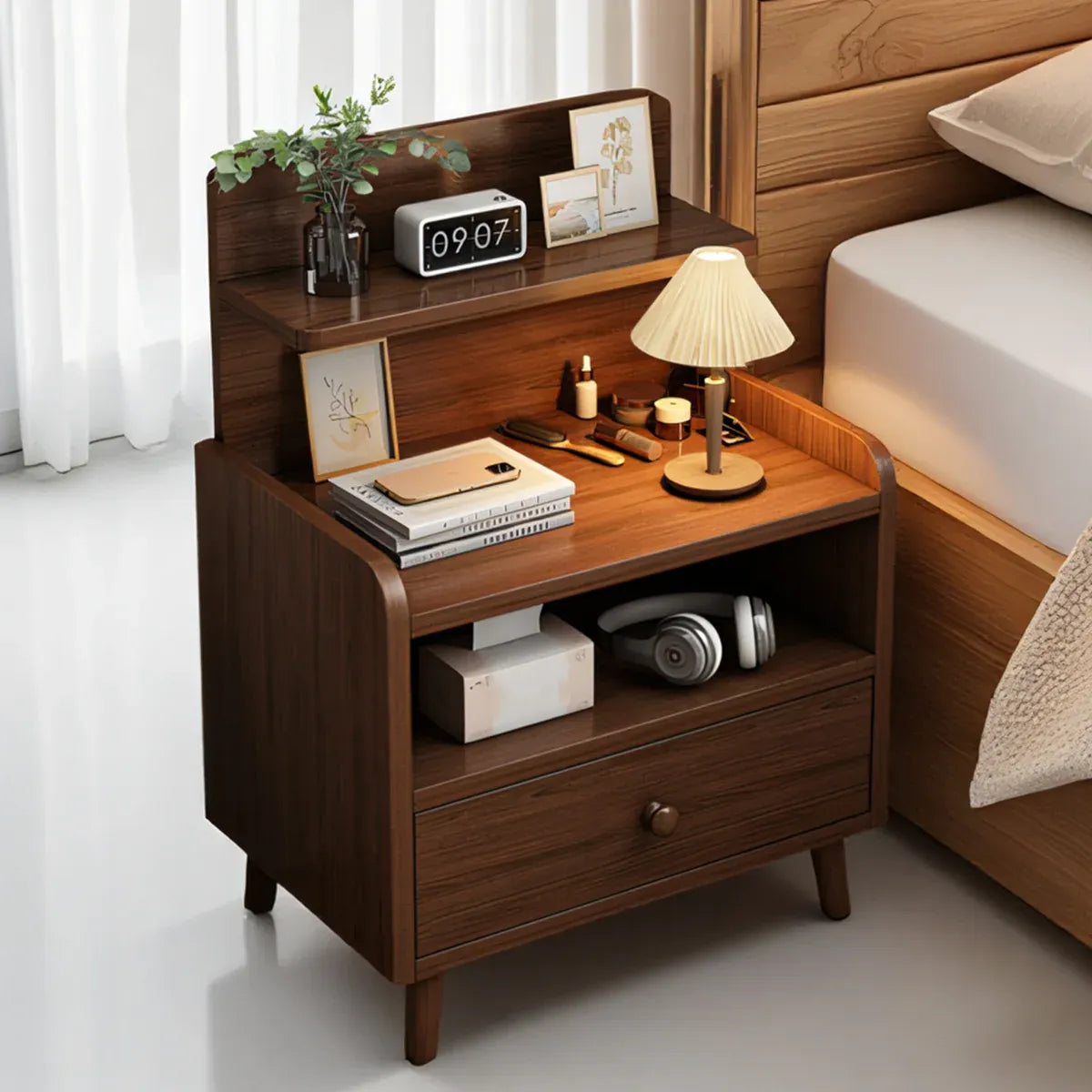Small Solid Wood Nightstand Bedside Table Bedroom Storage Side Table