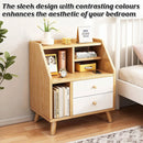 Modern Minimalist Bedside Table Bedroom Nightstand with Storage Drawer Shelf