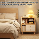 Modern Minimalist Bedside Table Bedroom Nightstand with Storage Drawer Shelf
