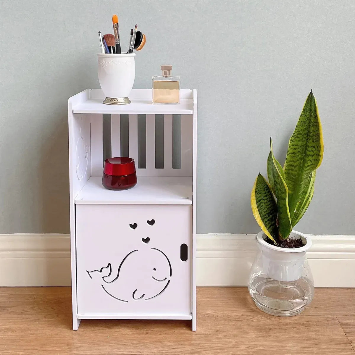 Home Storage Cabinet Nightstand with Drawer and Shelf for Bedroom Living Room
