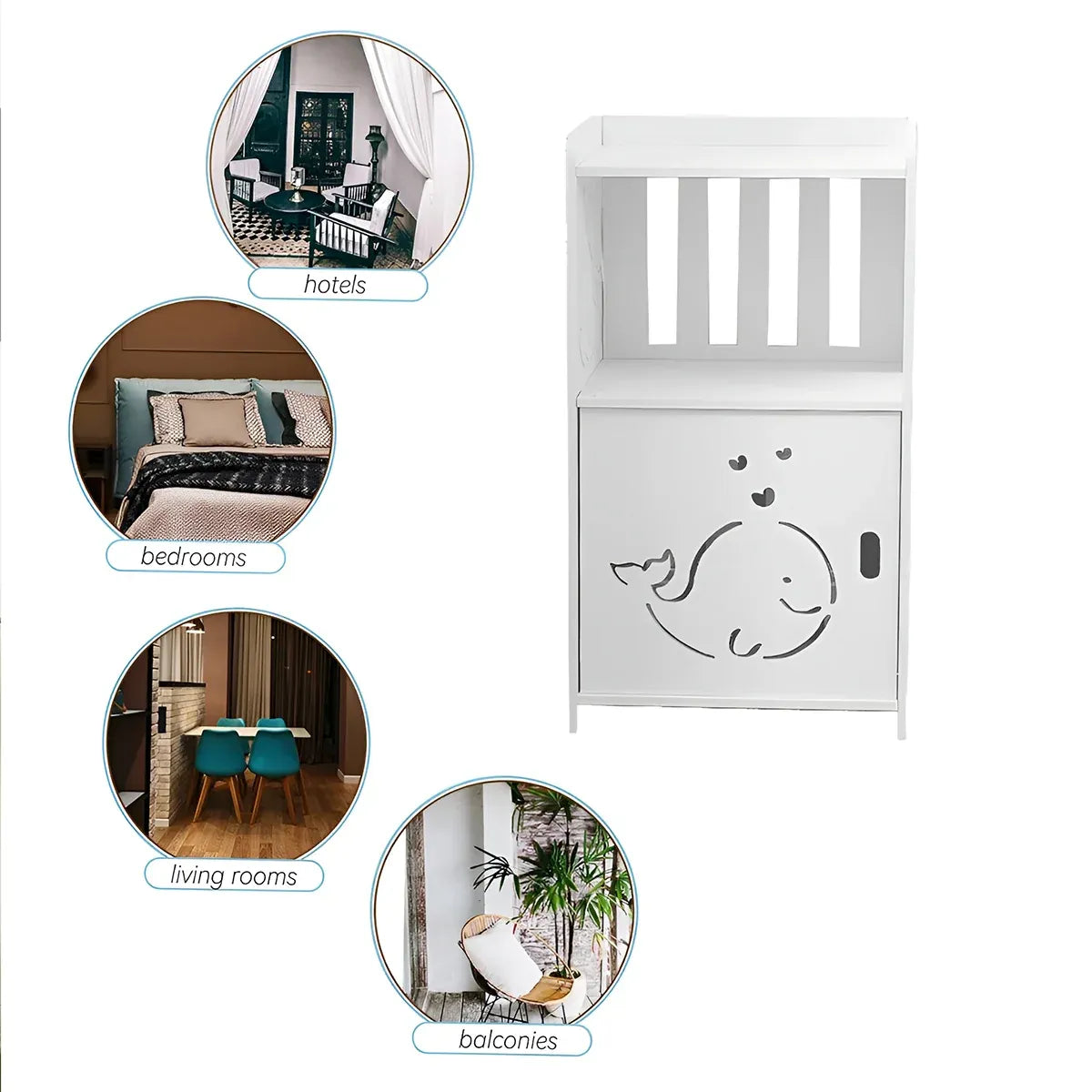 Home Storage Cabinet Nightstand with Drawer and Shelf for Bedroom Living Room