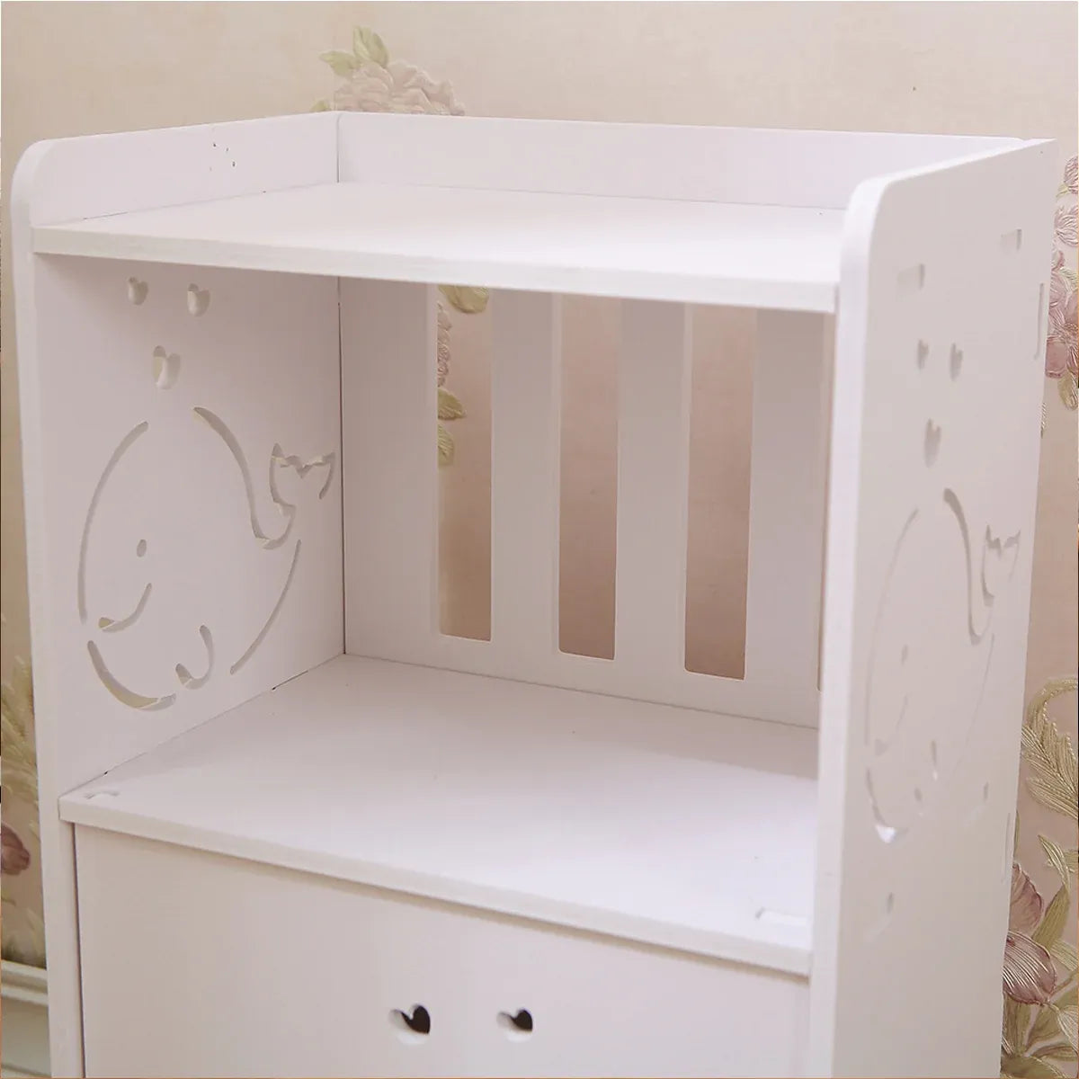 Home Storage Cabinet Nightstand with Drawer and Shelf for Bedroom Living Room