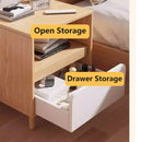 Bedside Table with Drawers Nightstand Wood End Table Bedroom Storage Space Saving