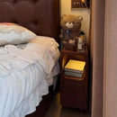 Wood Mini Bedside Table with Drawer and Shelf Compact Space Saving