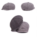 8 Panels Newsboy Flat Cap Peaky Blinders Baker Golf Driving Boy Mens Beret Hat - Dark Grey